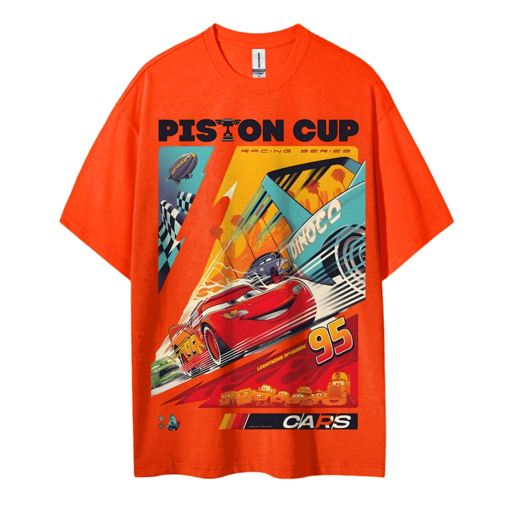 McQueen Crazy Racing Cotton Unisex Round Neck Anime T-shirt