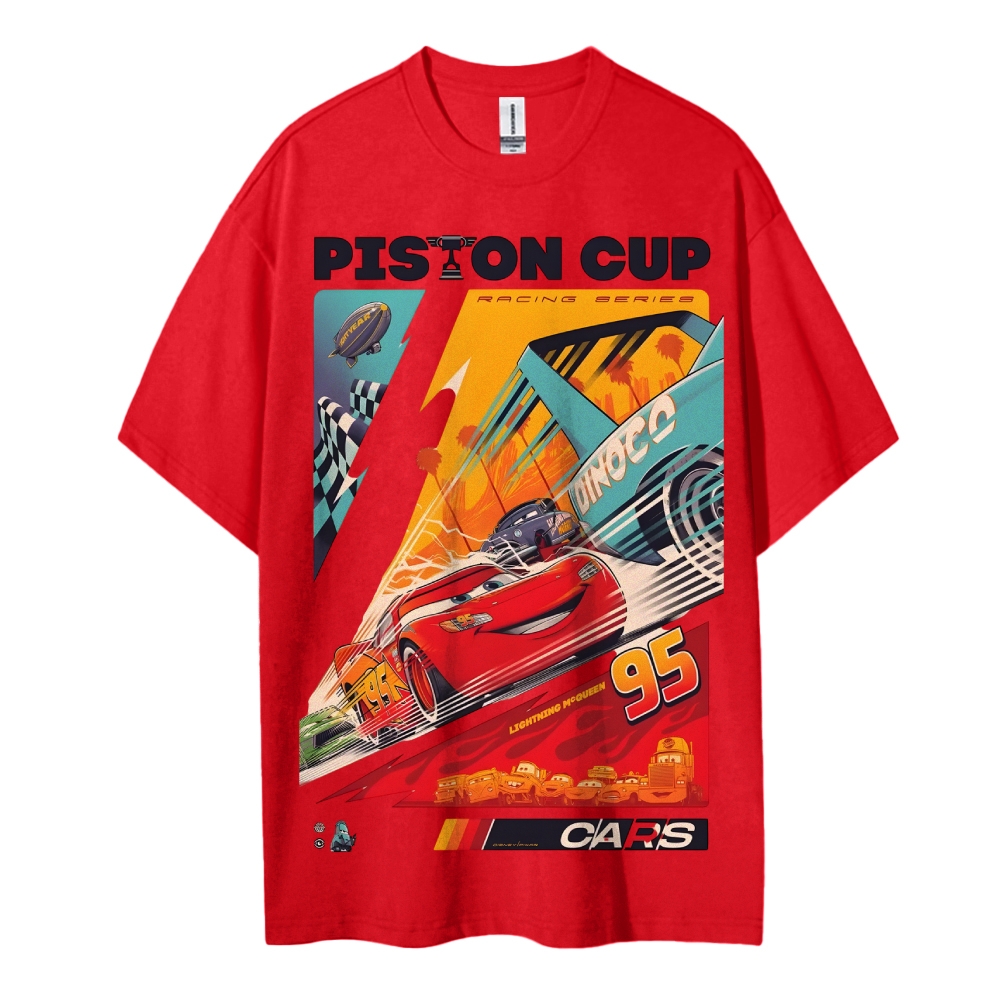 McQueen Crazy Racing Cotton Unisex Round Neck Anime T-shirt