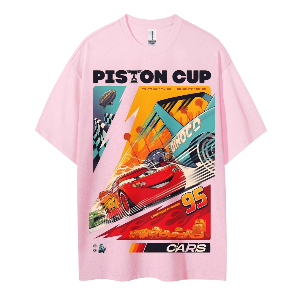 McQueen Crazy Racing Cotton Unisex Round Neck Anime T-shirt