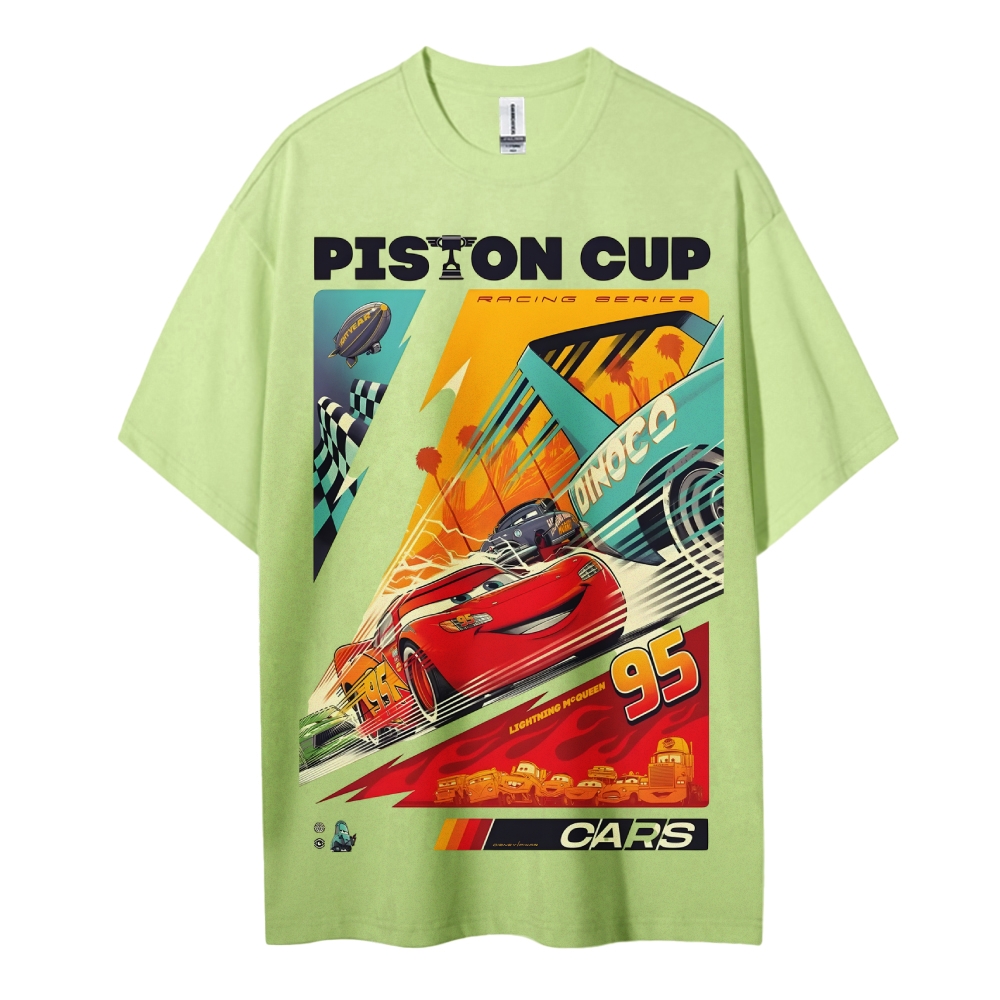 McQueen Crazy Racing Cotton Unisex Round Neck Anime T-shirt