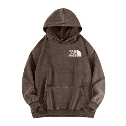 Drum And Bass Front And Back Printing Vintage Washed Hoodie