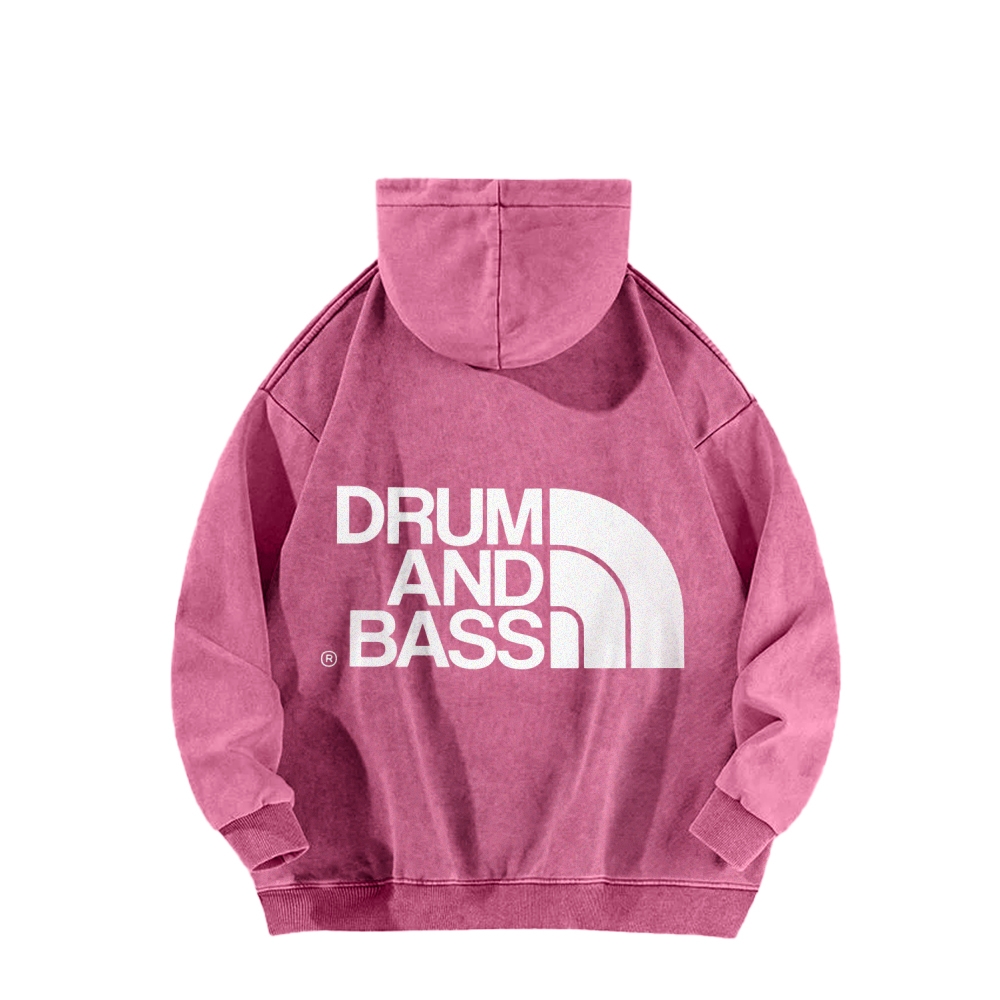 Drum And Bass Front And Back Printing Vintage Washed Hoodie