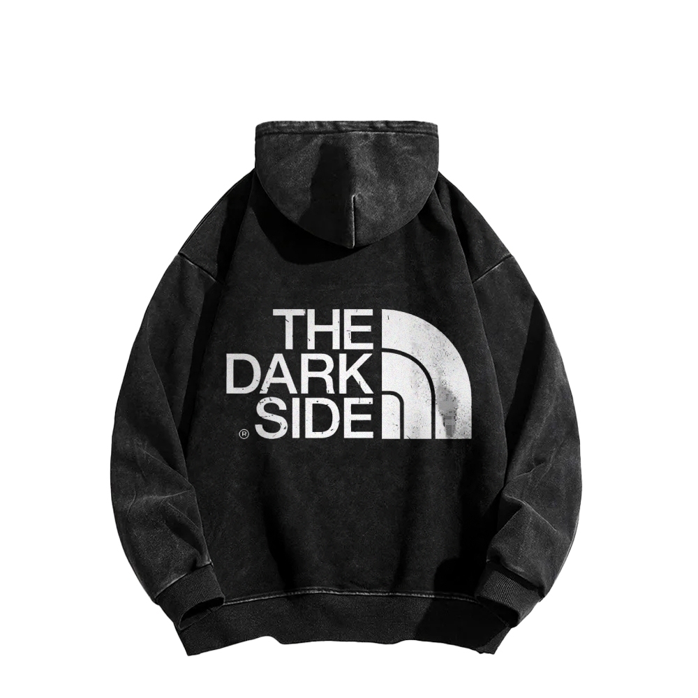 The Dark Side Front And Back Printing Vintage Washed Hoodie
