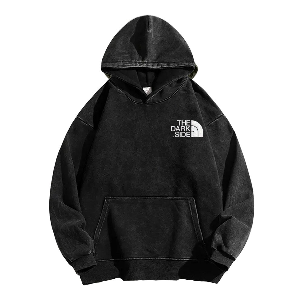The Dark Side Front And Back Printing Vintage Washed Hoodie