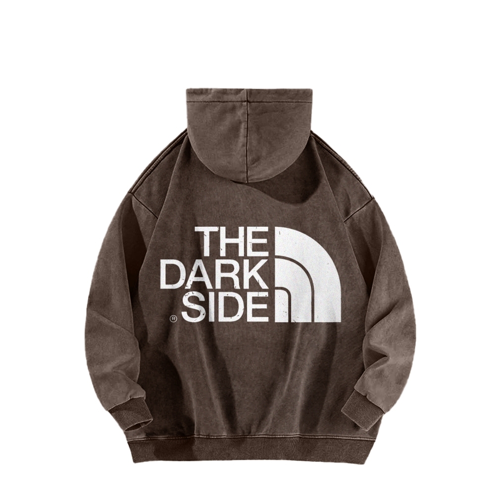 The Dark Side Front And Back Printing Vintage Washed Hoodie