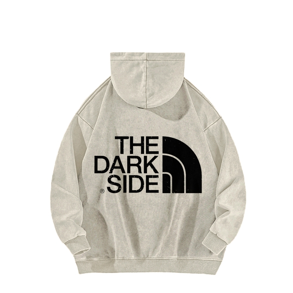 The Dark Side Front And Back Printing Vintage Washed Hoodie