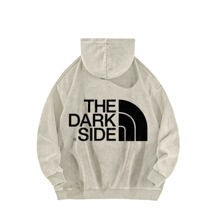 The Dark Side Front And Back Printing Vintage Washed Hoodie