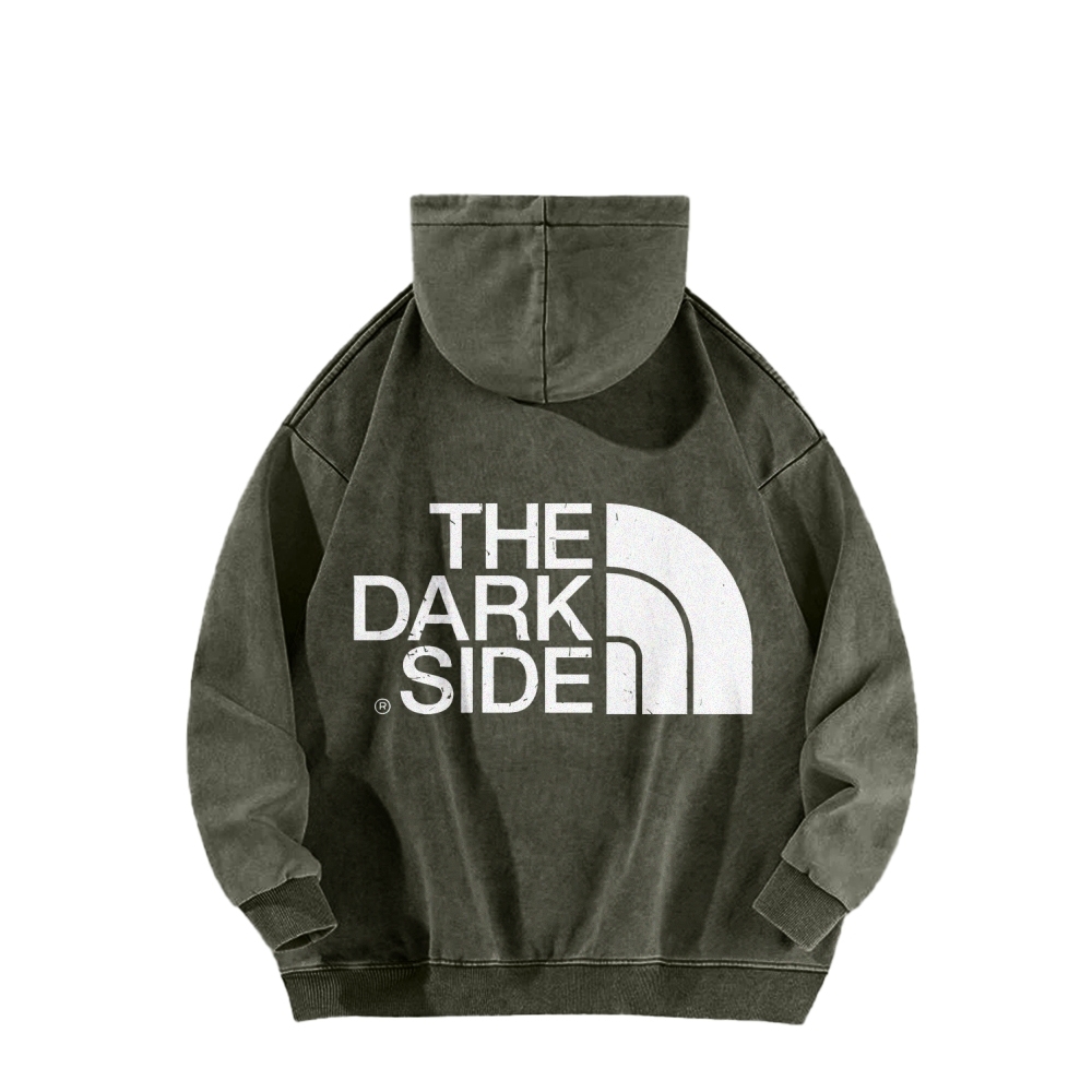 The Dark Side Front And Back Printing Vintage Washed Hoodie