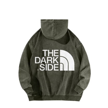 The Dark Side Front And Back Printing Vintage Washed Hoodie