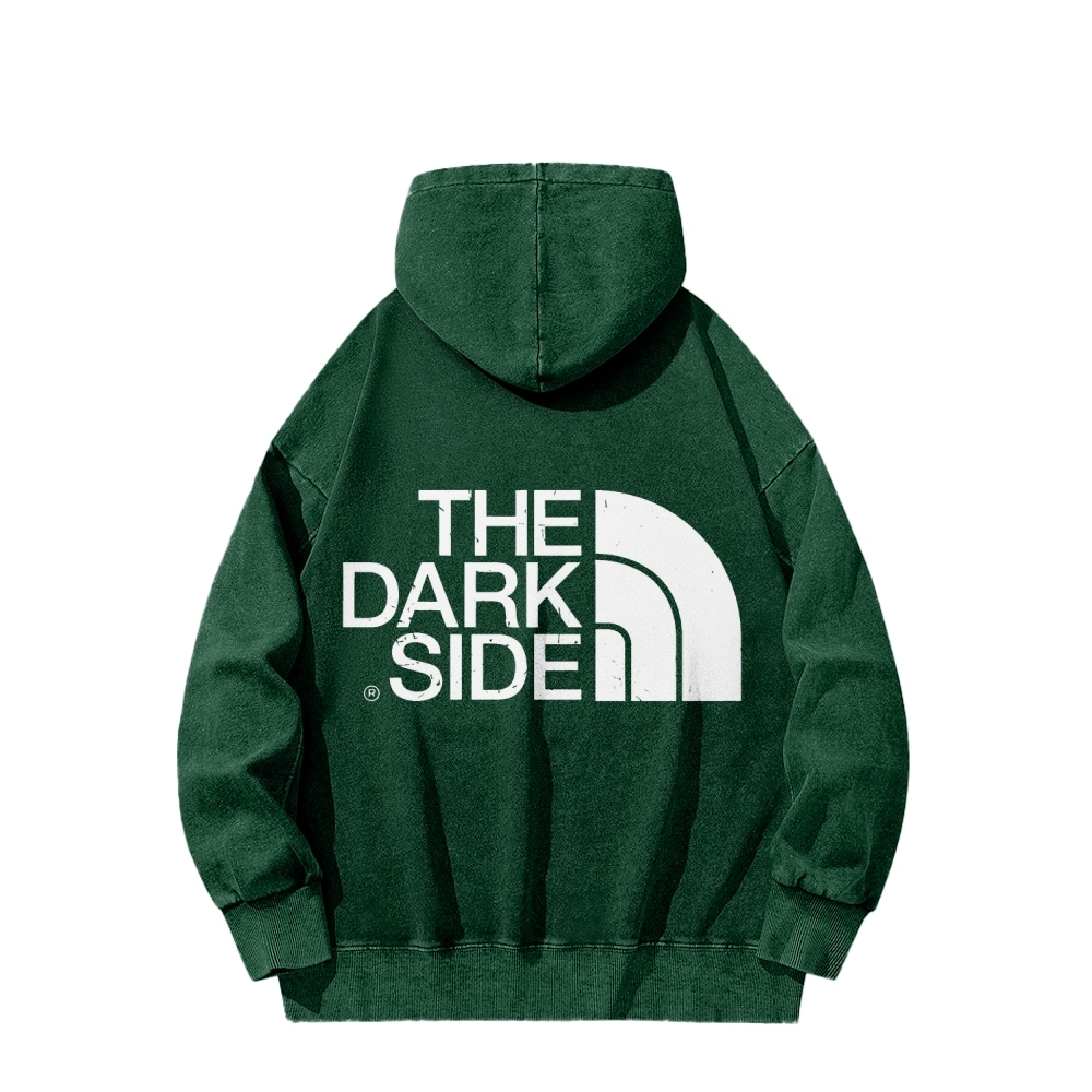 The Dark Side Front And Back Printing Vintage Washed Hoodie