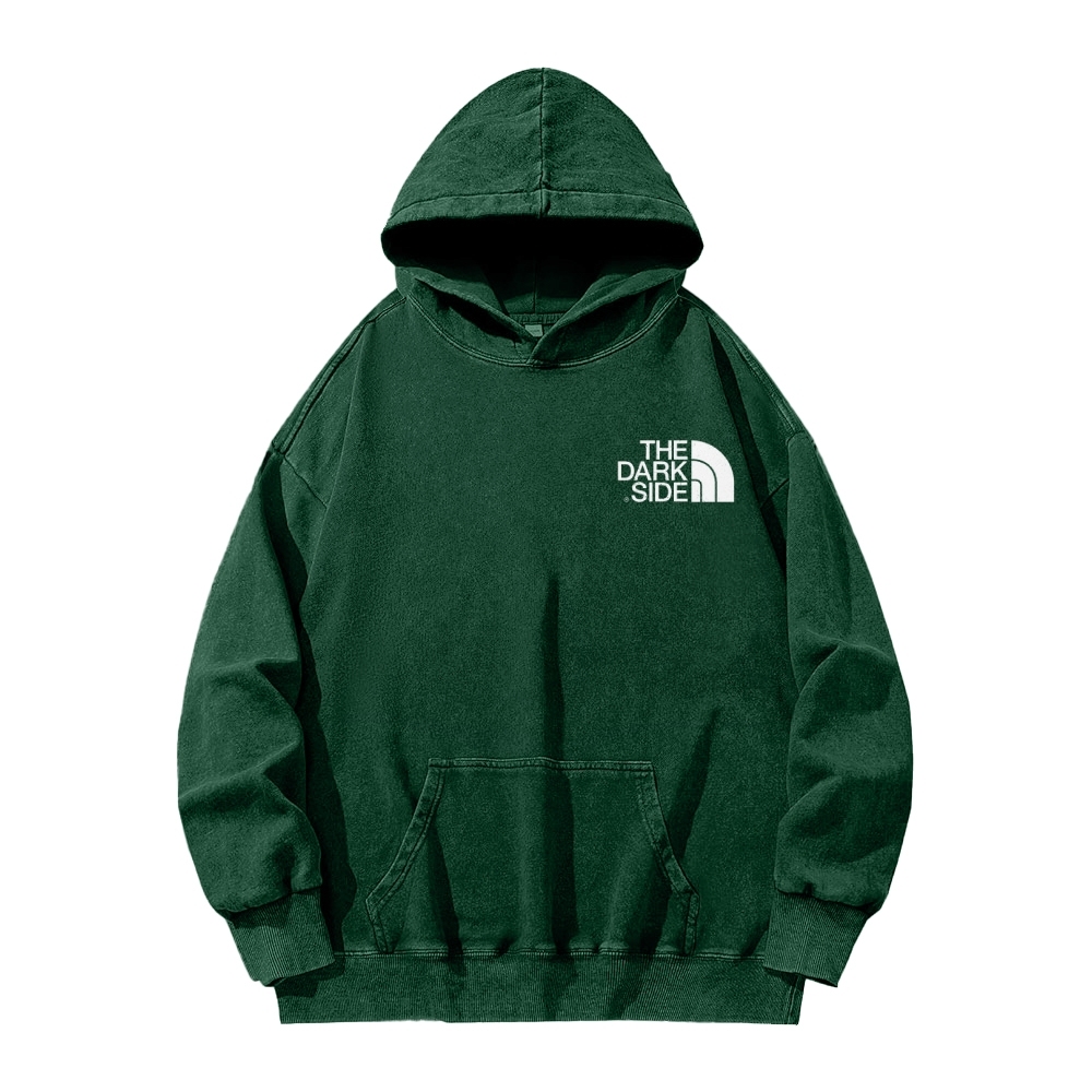 The Dark Side Front And Back Printing Vintage Washed Hoodie