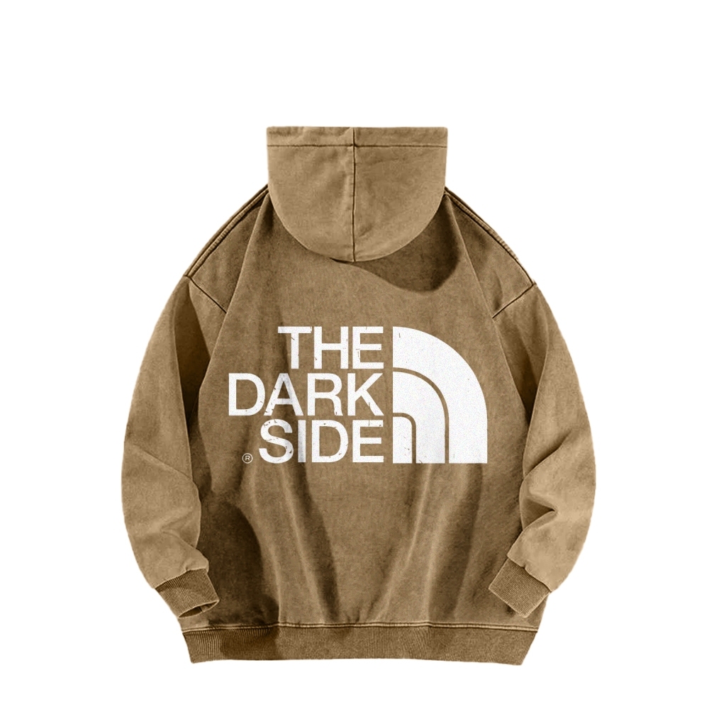 The Dark Side Front And Back Printing Vintage Washed Hoodie