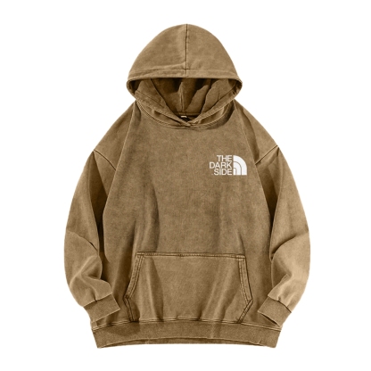 The Dark Side Front And Back Printing Vintage Washed Hoodie