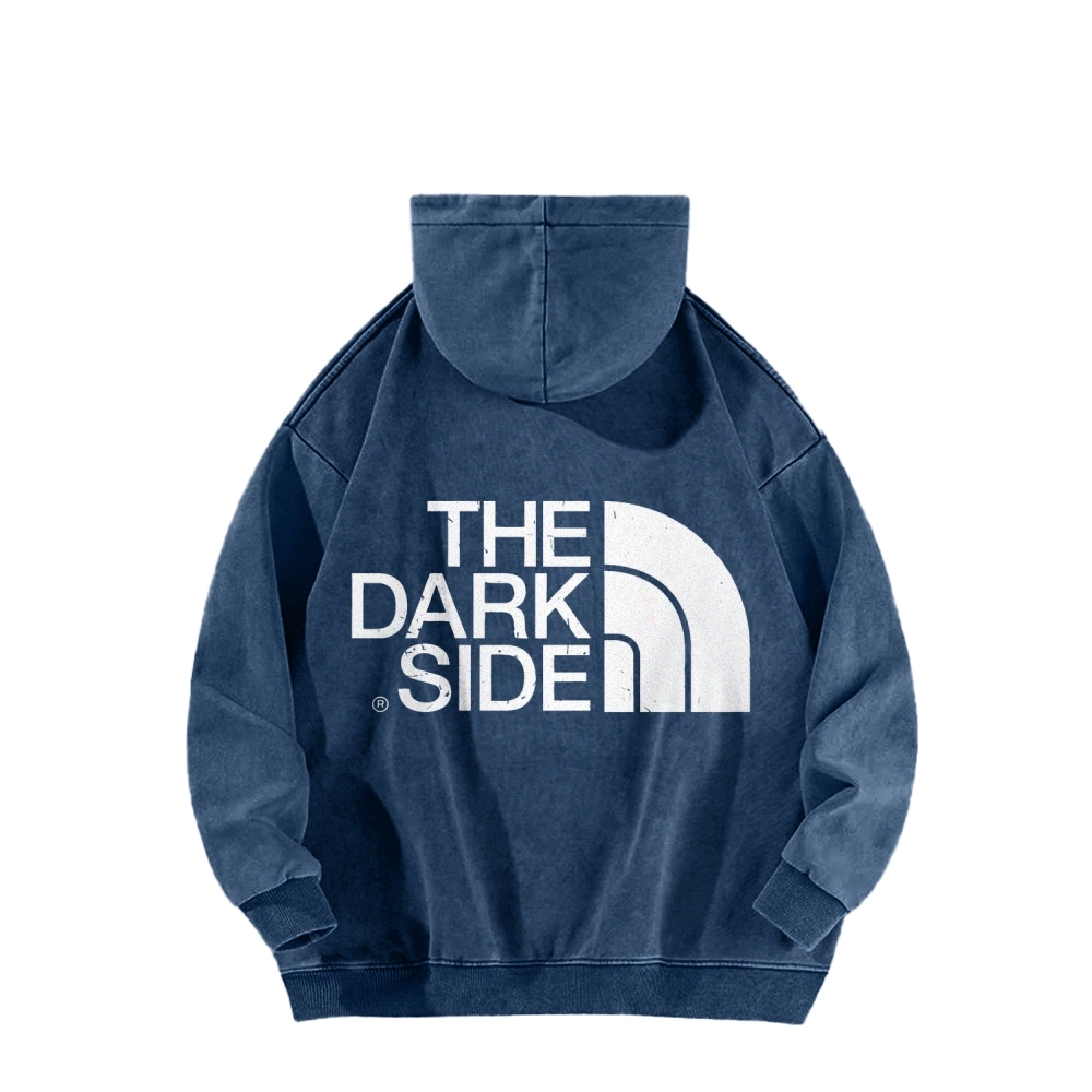 The Dark Side Front And Back Printing Vintage Washed Hoodie