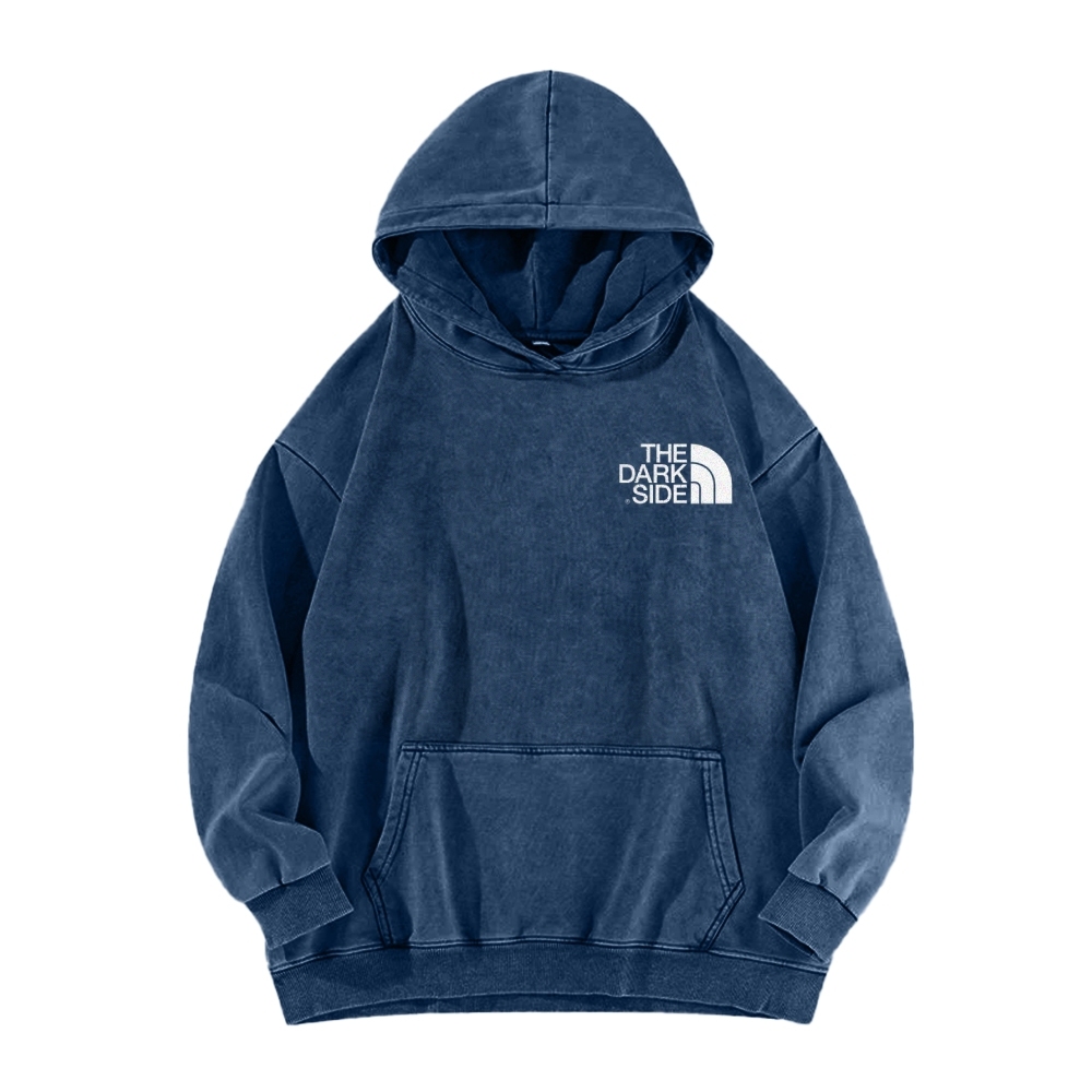 The Dark Side Front And Back Printing Vintage Washed Hoodie