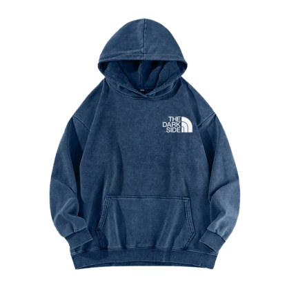 The Dark Side Front And Back Printing Vintage Washed Hoodie