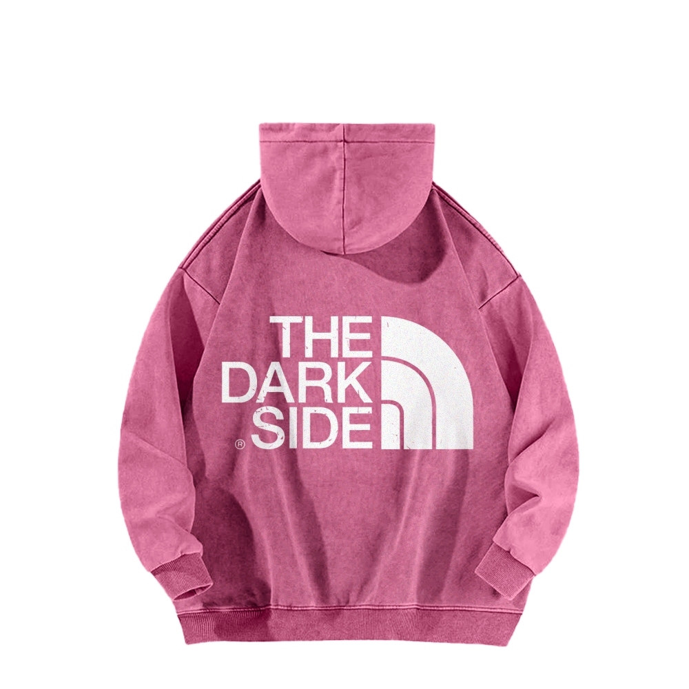 The Dark Side Front And Back Printing Vintage Washed Hoodie