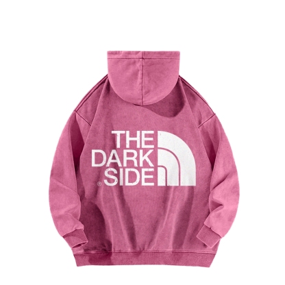 The Dark Side Front And Back Printing Vintage Washed Hoodie