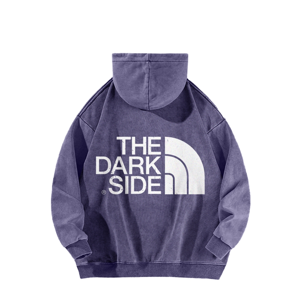 The Dark Side Front And Back Printing Vintage Washed Hoodie
