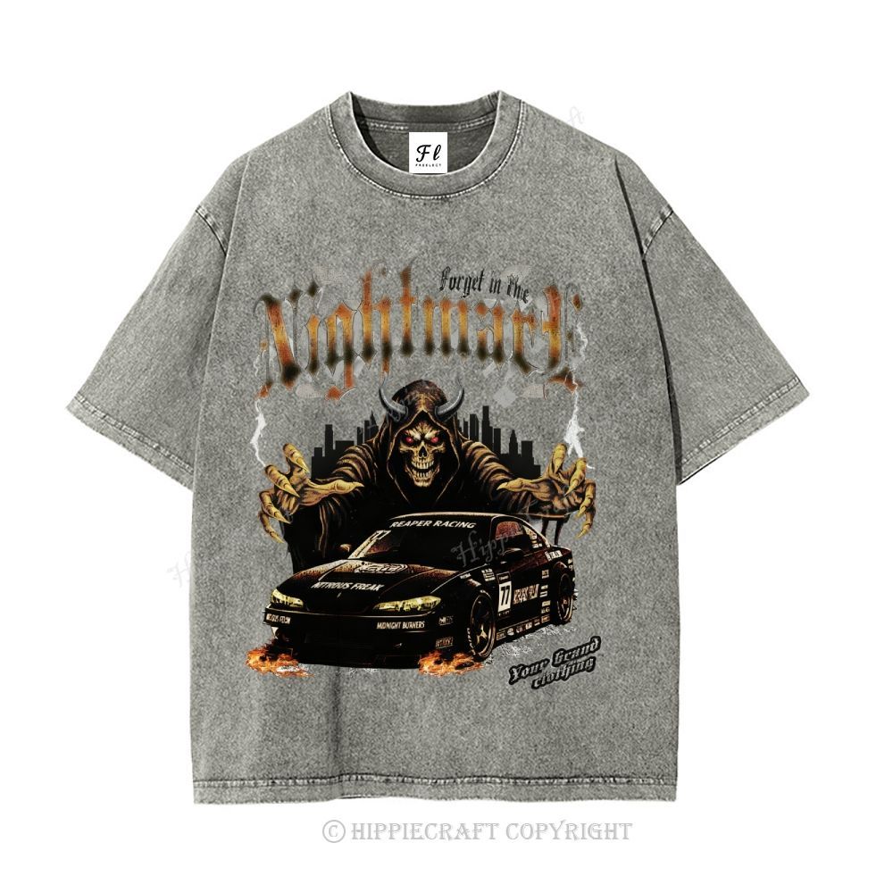 Unisex  NIGHTMARE FORGET IN FIRE Washed T-Shirt