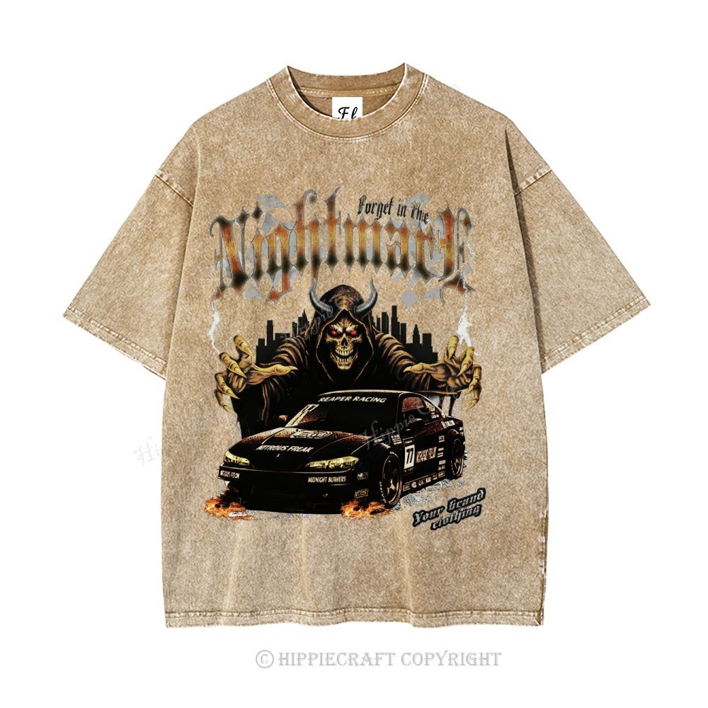 Unisex  NIGHTMARE FORGET IN FIRE Washed T-Shirt