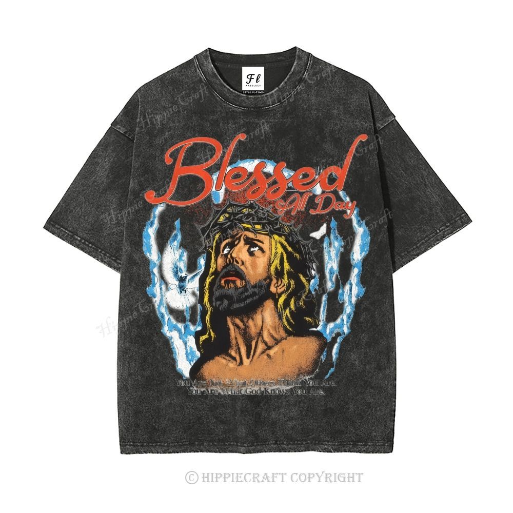 Unisex  blessed all day Washed T-Shirt