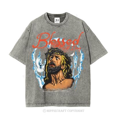 Unisex  blessed all day Washed T-Shirt