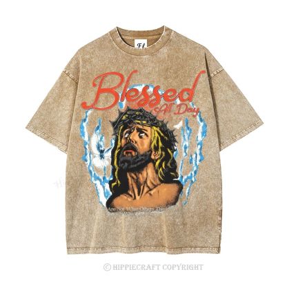 Unisex  blessed all day Washed T-Shirt