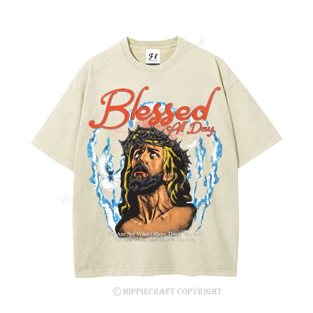 Unisex  blessed all day Washed T-Shirt