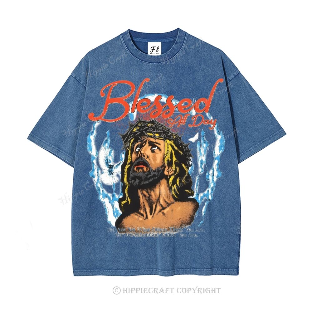 Unisex  blessed all day Washed T-Shirt