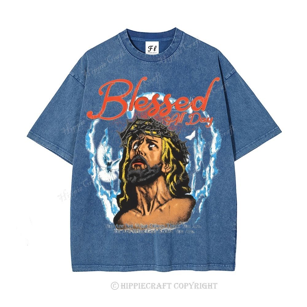 Unisex  blessed all day Washed T-Shirt