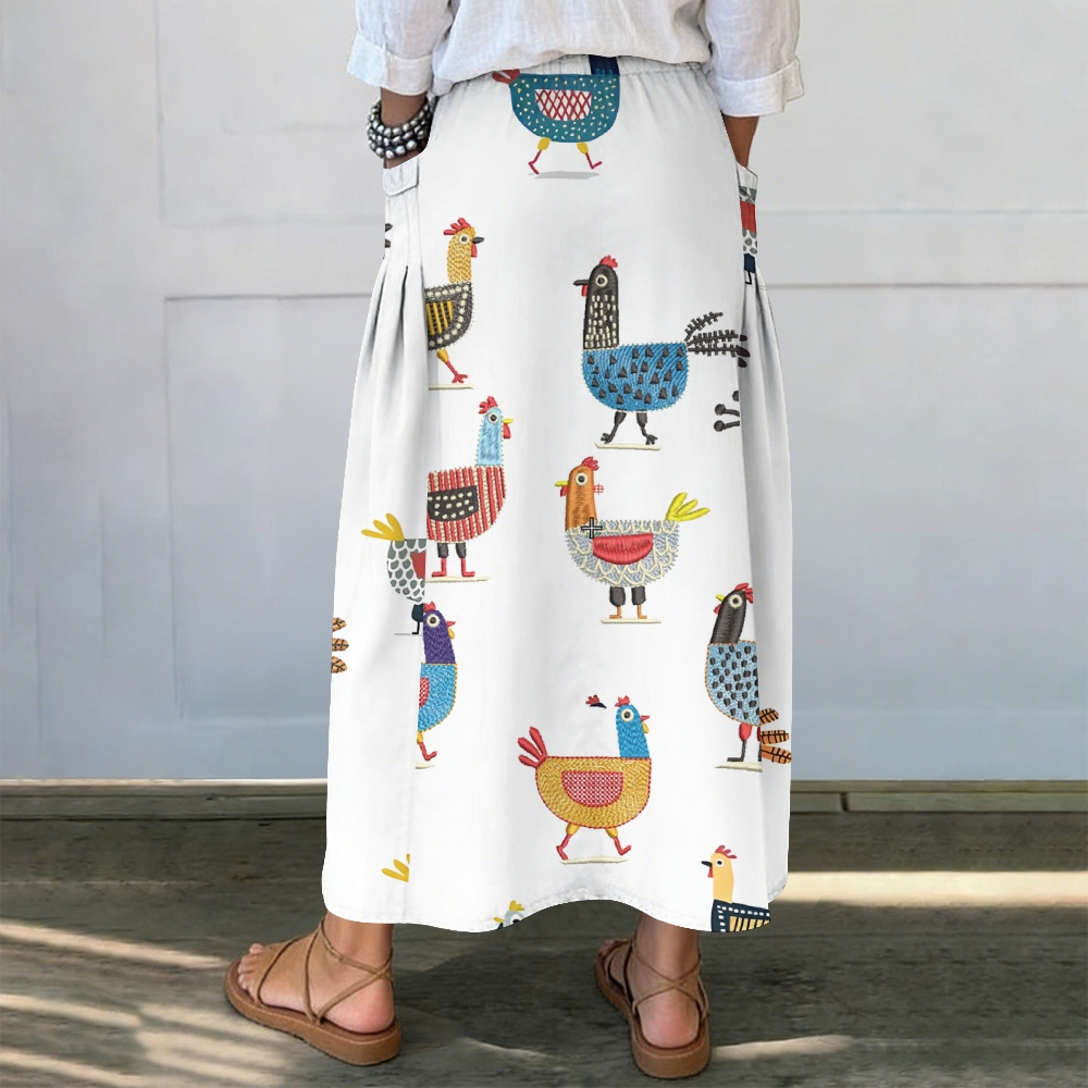 Women's Printed Midi Skirt