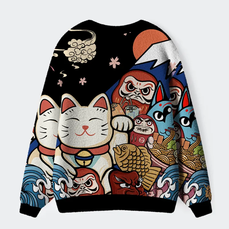  Traditional Japanese Elements Ugly Cardigan Sweater