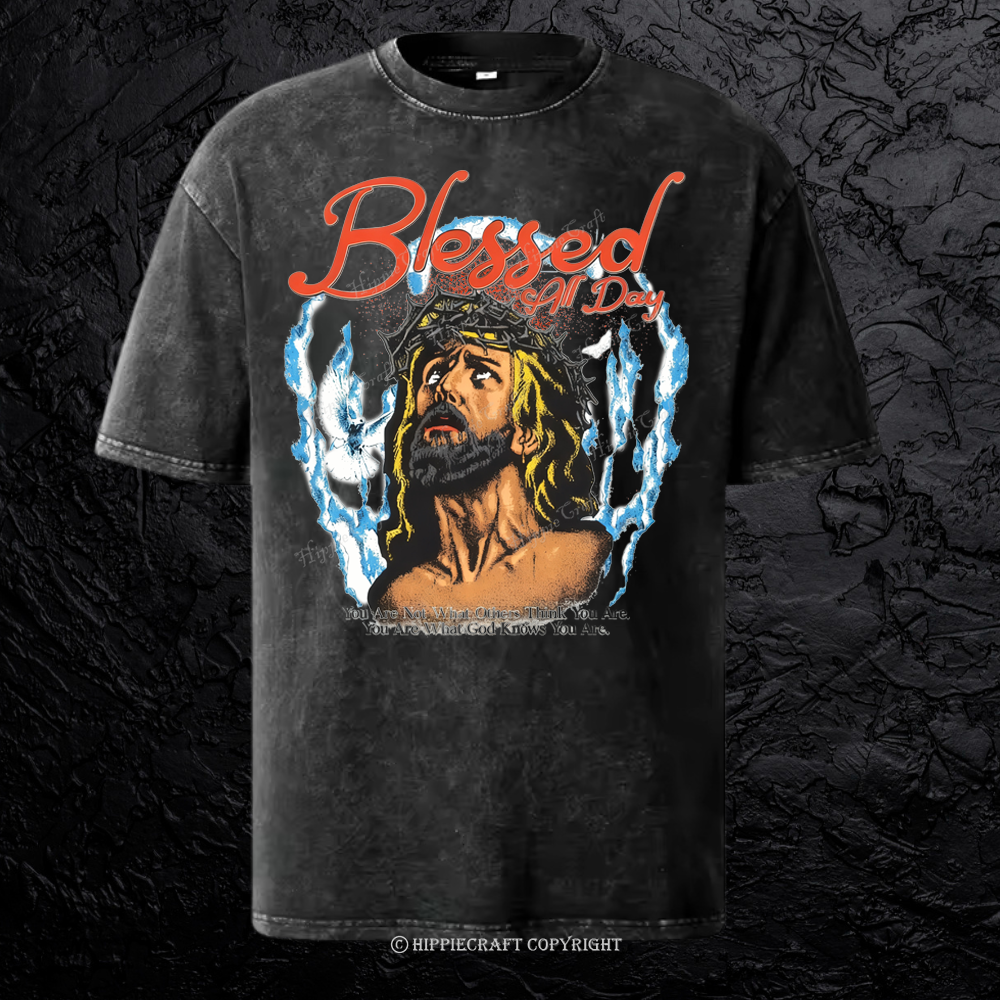 Unisex  blessed all day Washed T-Shirt