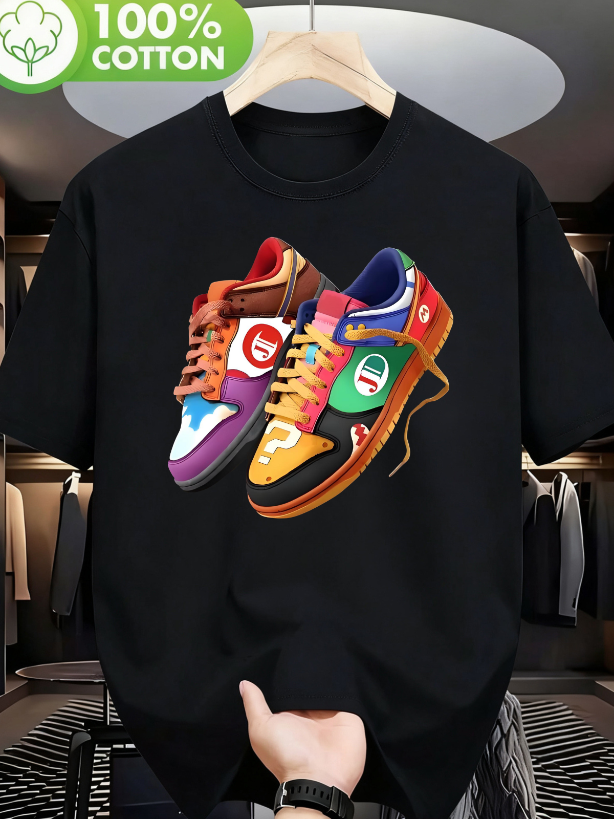 Unisex Shoes Cotton T-shirt