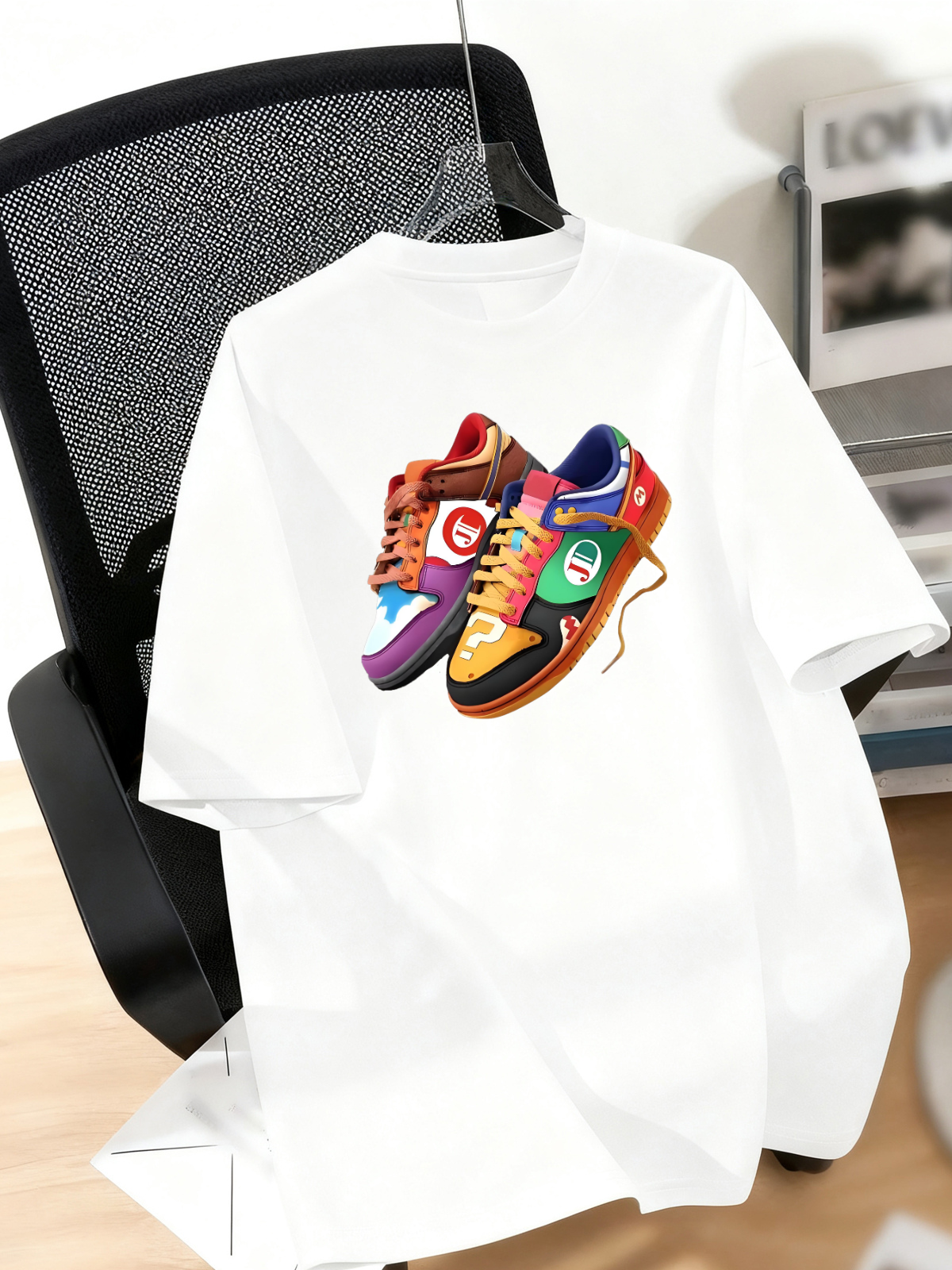 Unisex Shoes Cotton T-shirt