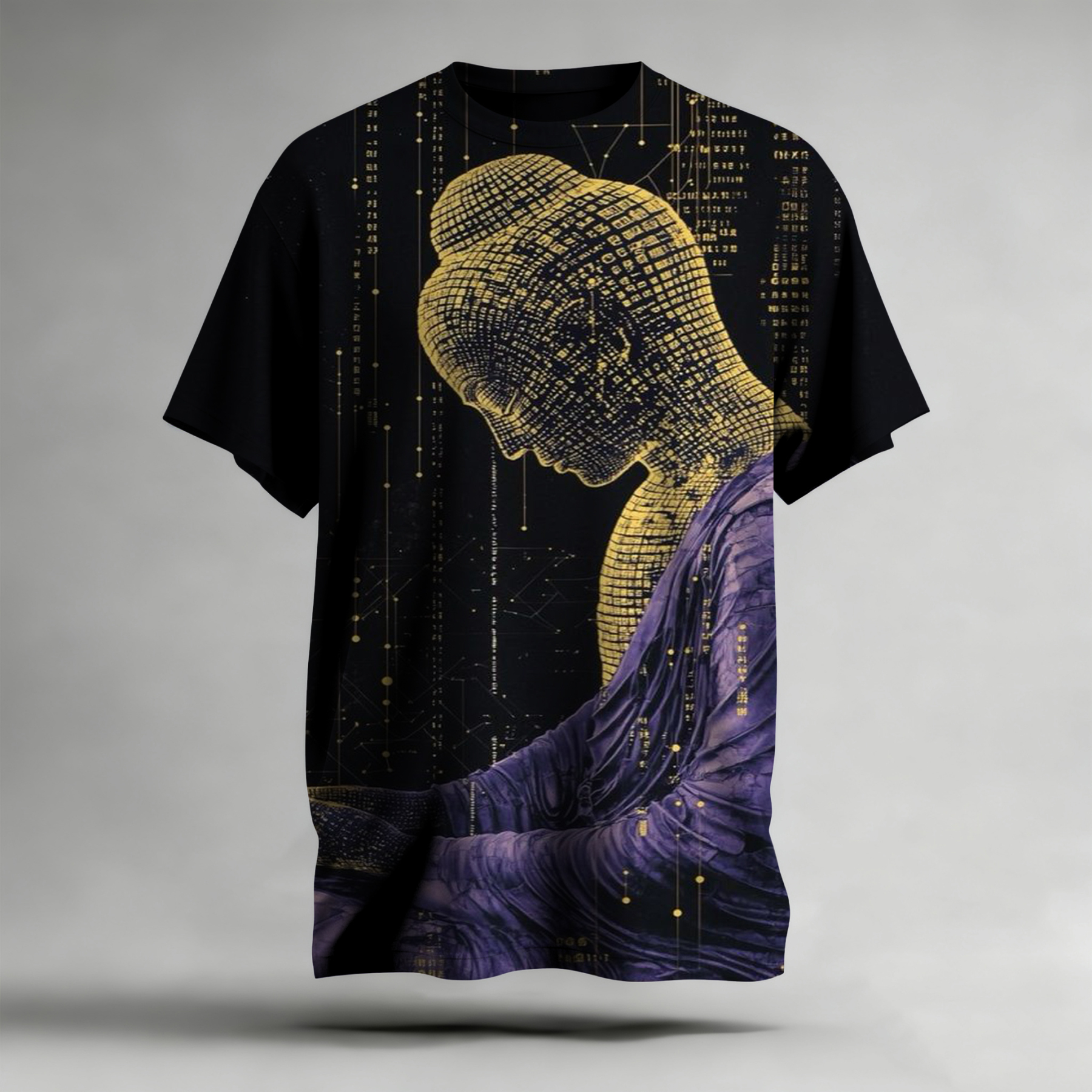 Buddha Statue Abstract Illusion Art Short-Sleeved Hoodie