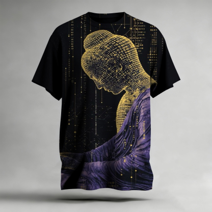 Buddha Statue Abstract Illusion Art Short-Sleeved Hoodie
