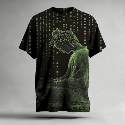 Mysterious Buddha Statue Abstract Illusion Art Short-Sleeved Hoodie
