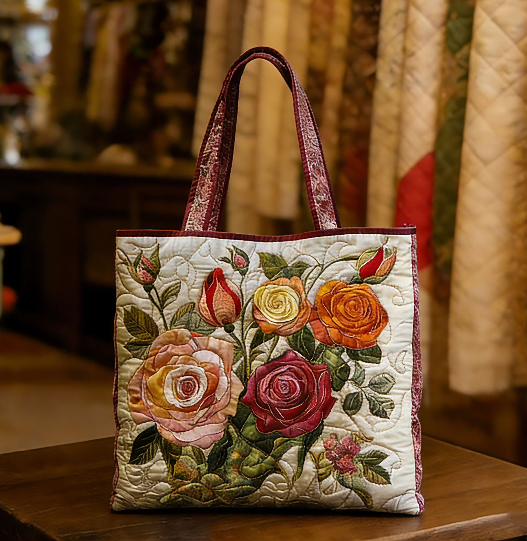 Velvet RoseHandmade Tote Bag