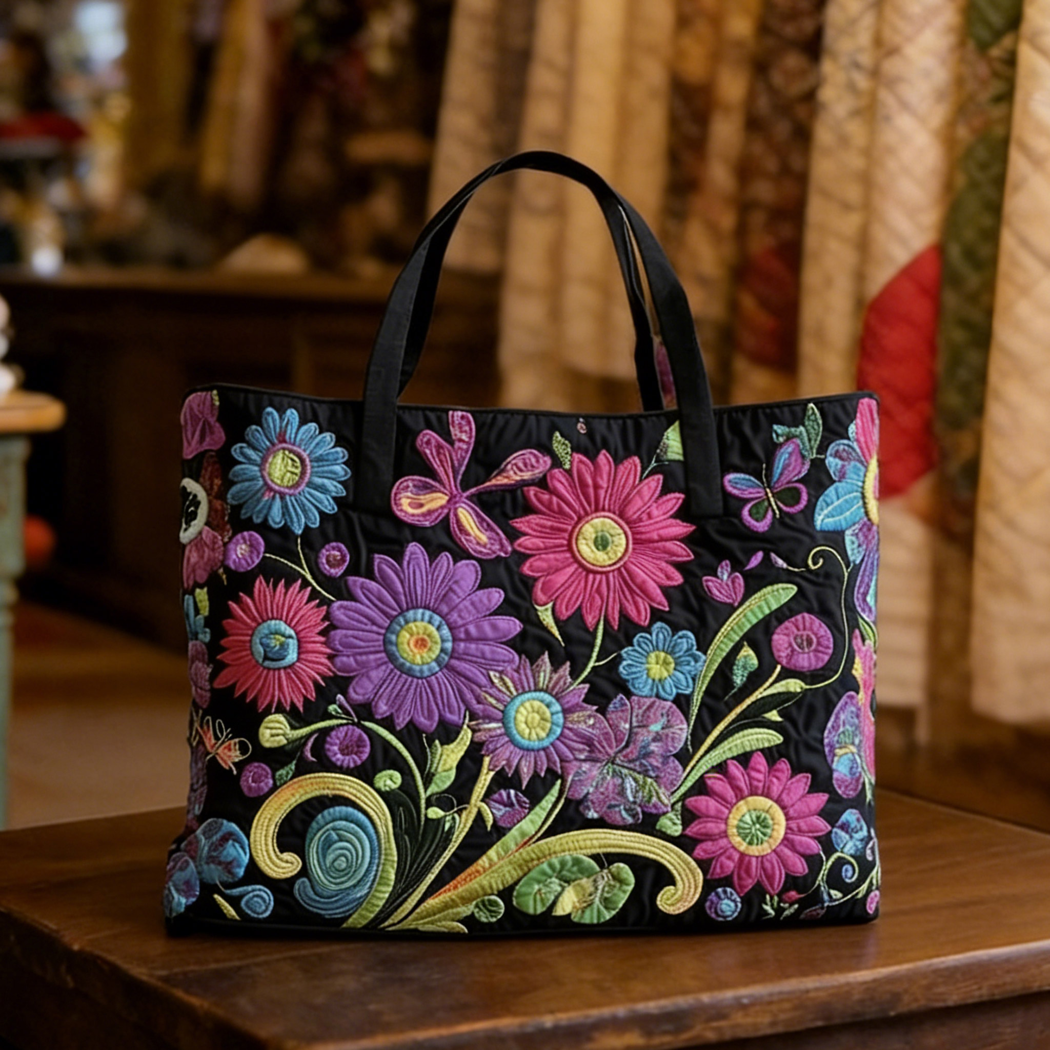 Country Sunflower Trail Handmade Tote Bag