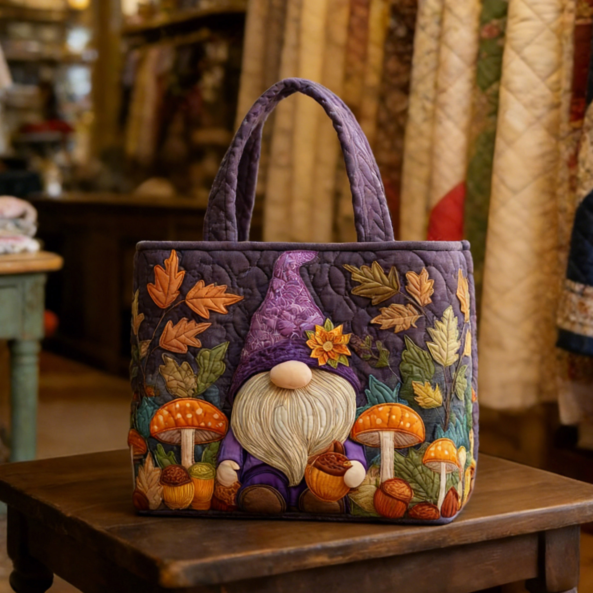 Cheerful Gnome Handmade Tote  Bag