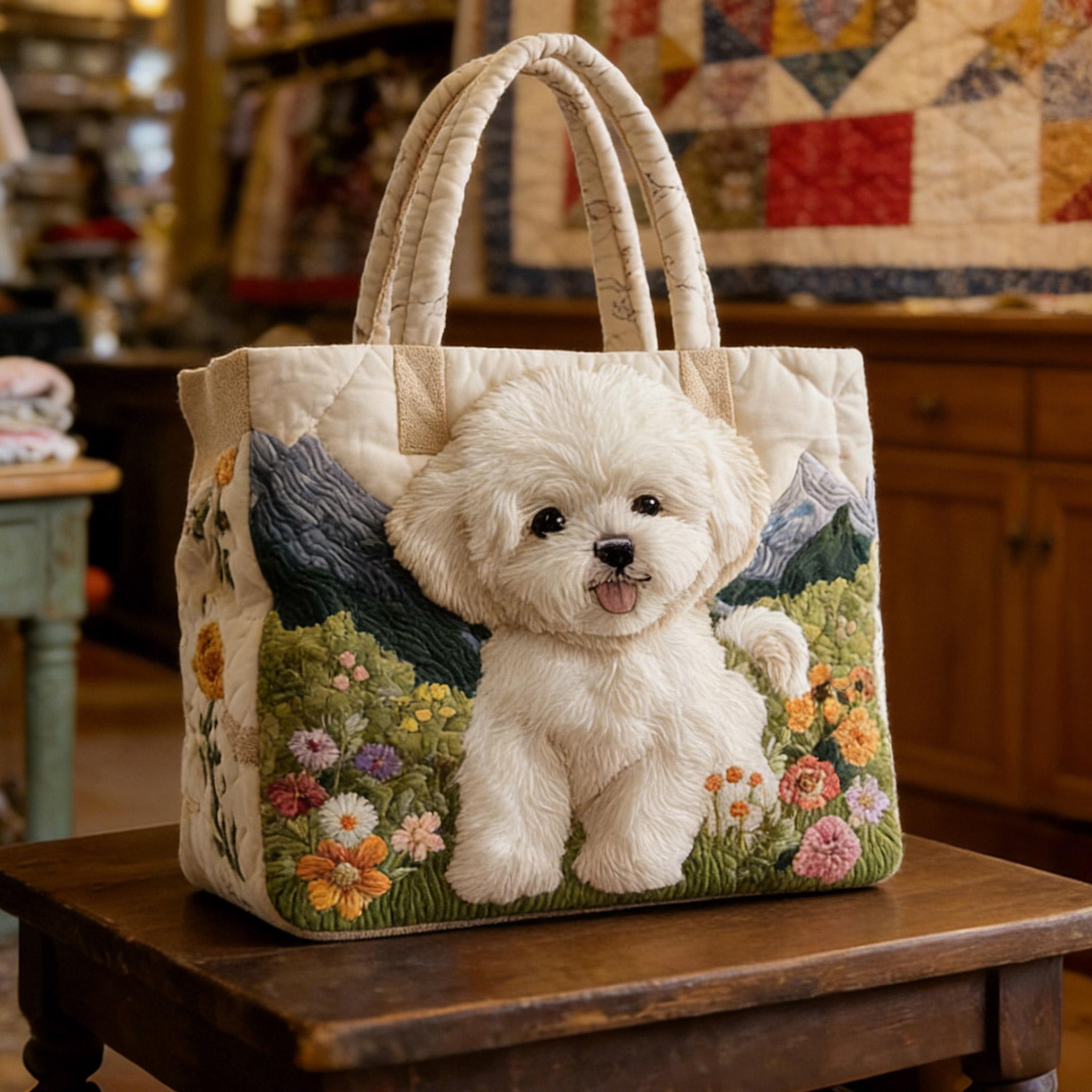 Adorable Bichon Quilted Tote Bag – loveusabags-TP
