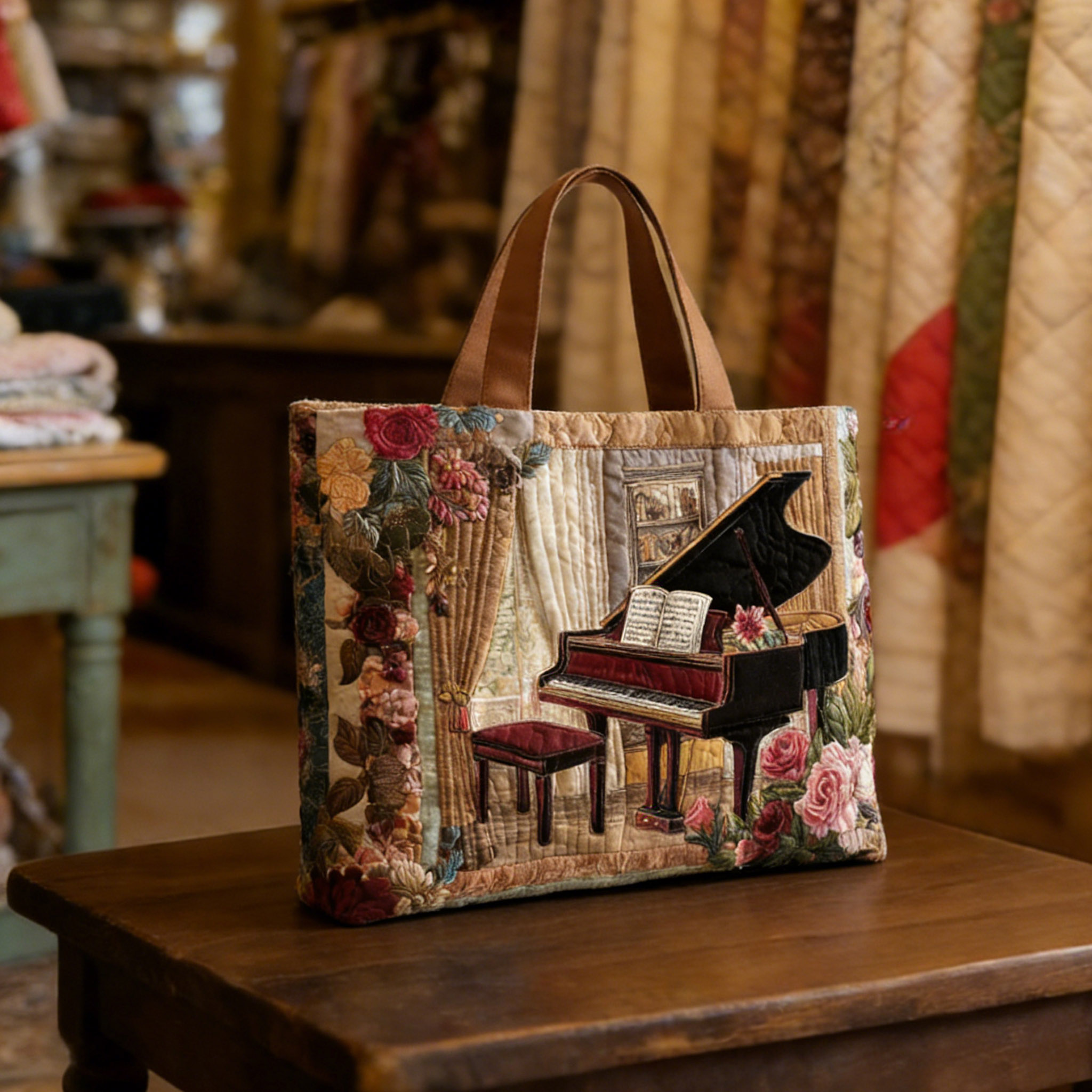 Piano Notes Handmade Tote Bag