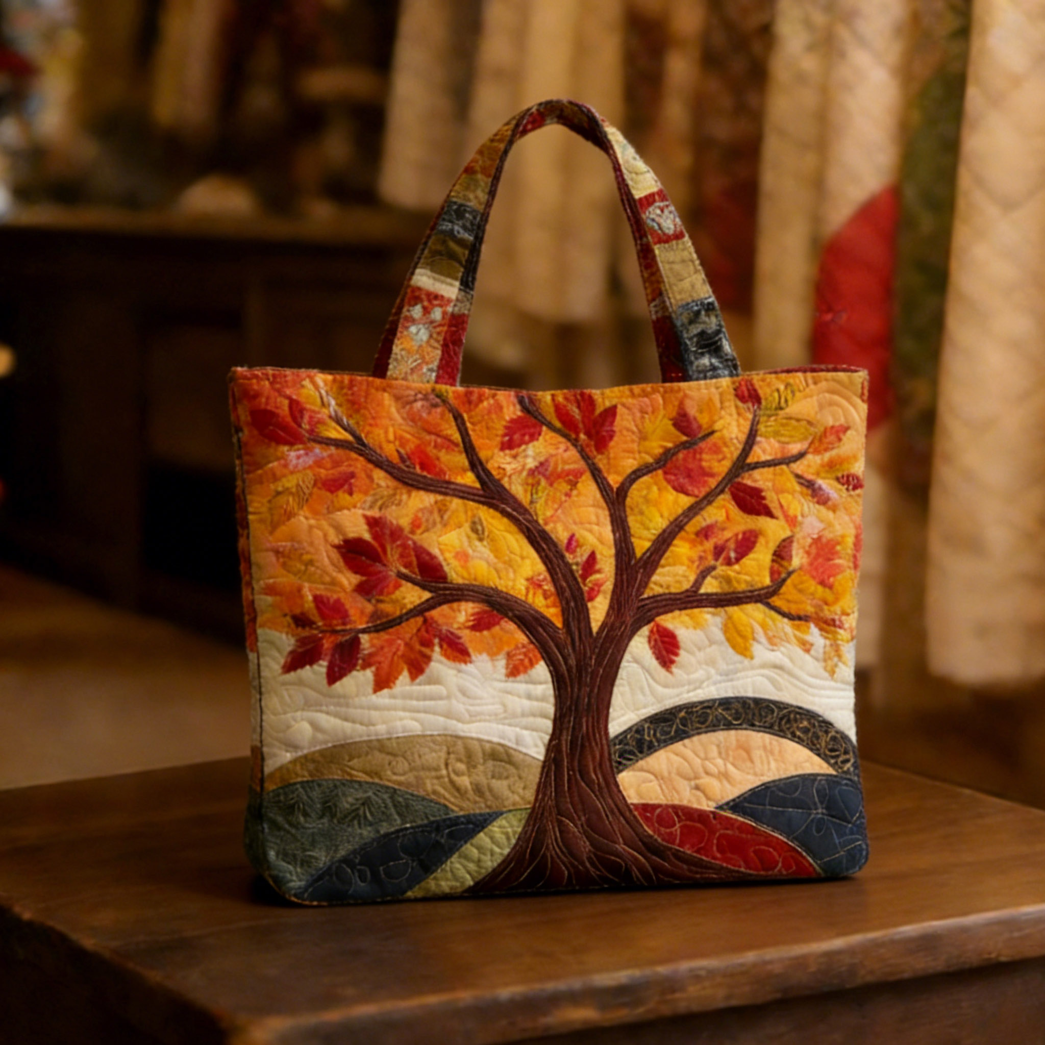 Warm Autumn Maple Tree Handmade Tote Bag