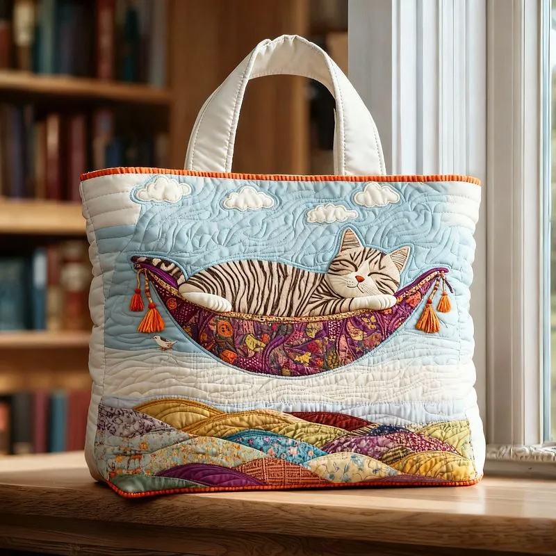 Cute cat quilted handbag