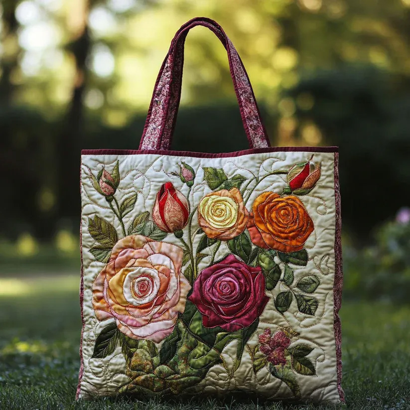 Velvet RoseQuilted Tote Bag