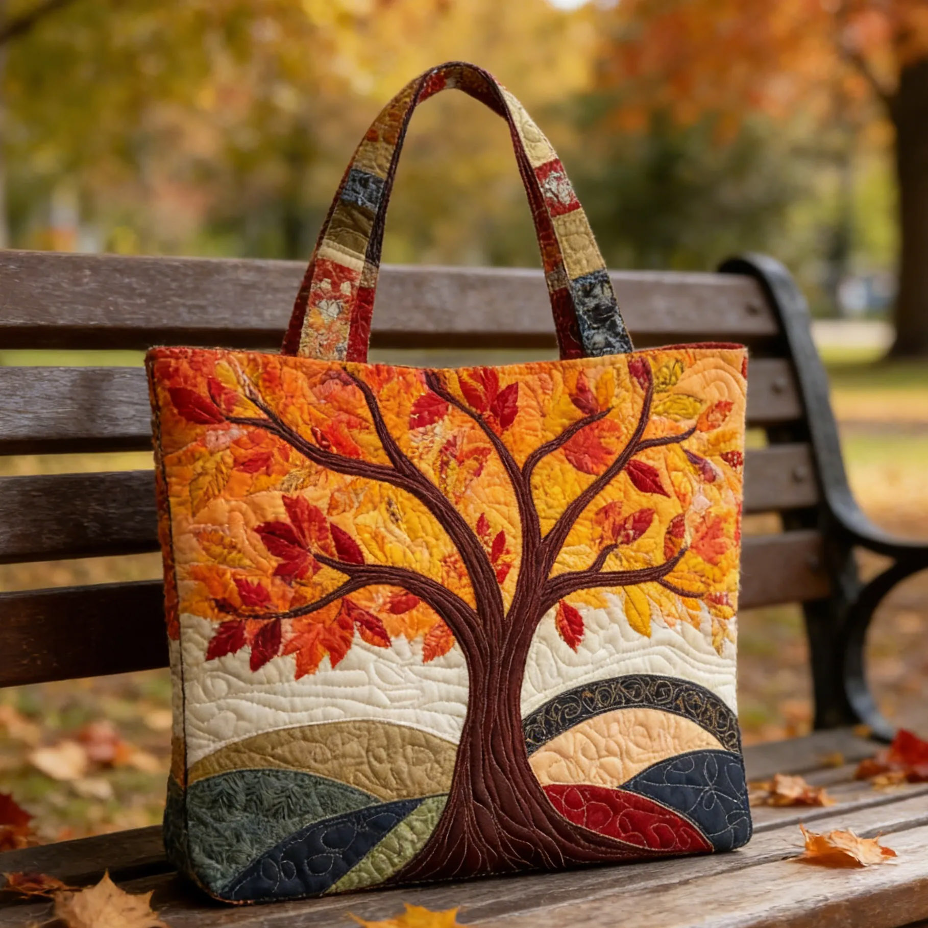 Warm Autumn Maple Tree Handmade Tote Bag