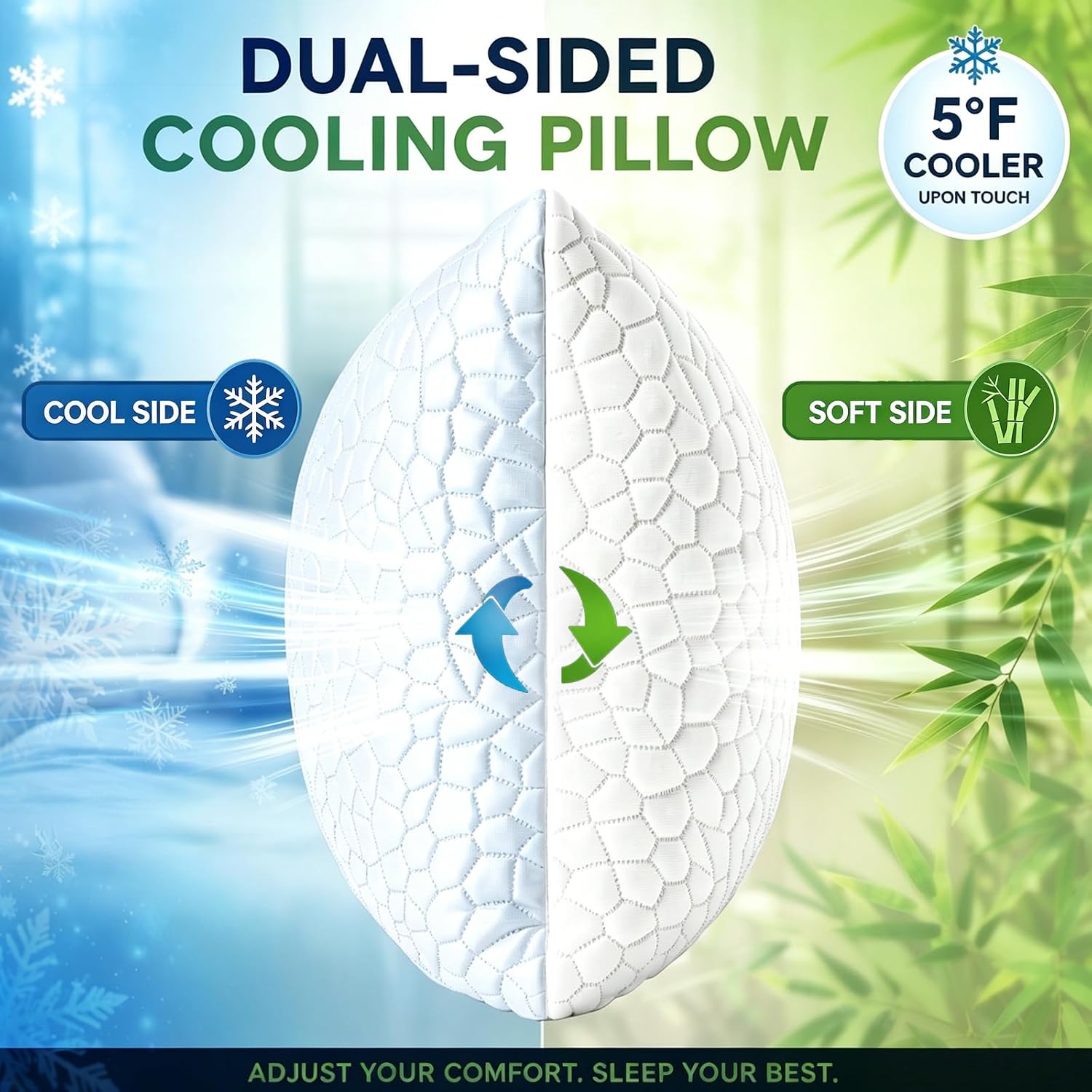 Side Sleeper Pillow for Side and Back Sleepers -Cooling Cervical Neck Pillows for Neck and Shoulder Pain Relief, Adjustable Shredded Memory Foam Pillows King Size Set of 2, Bed Pillow for Adults
