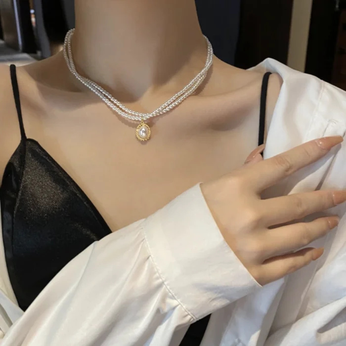 【45% OFF】PEARL NECKLACE - DOUBLE LAYER